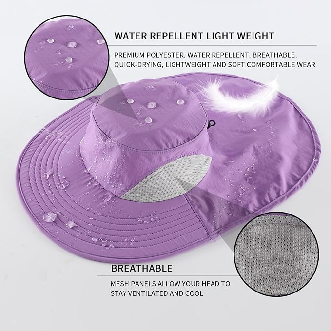 Home Prefer Outdoor UPF50+ Sun Hat Wide Brim Mesh Fishing Hat - Image 3