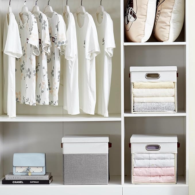 Fabric Storage Cubes with Clear Windows and Lids, Decorative Storage Boxes - Image 8