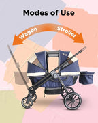 Tandem Wagon Stroller–All-Terrain 2-in-1 Push&Pull Design, Double Seat - Image 3