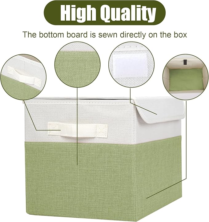 Large 22 Quart Linen Fabric Foldable Storage Bin Cube Organizer Basket - Image 5