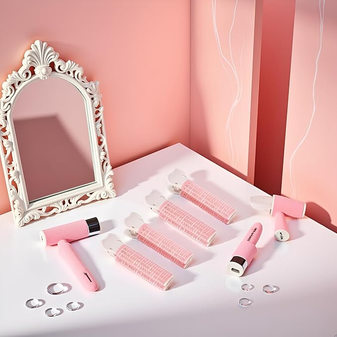 4 Pcs Pink Hair Rollers with Clip for Volumizing Bangs Curls - DIY Hair Styling Accessories Tool and Portable Self Grip Volume Clips，Volumizing Hair Clips,Styling Tools and Appliances