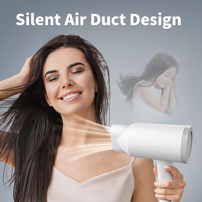 Hair Dryer with Diffuser for Curly Hair, 1800W Ionic Blow Dryer for Women & Men, Fast-Drying, Lightweight, Low Noise, Hair Care Styling Tool for Home, Travel