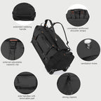 Rolling Duffle Bag with Wheels, 86L 30”Folding Duffle Backpack with 2 Wheels - Image 2