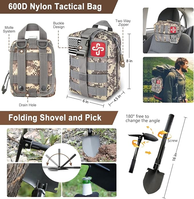 238Pcs Emergency Survival Kit and First Aid Kit, Professional Survival Gear Tool - Image 3