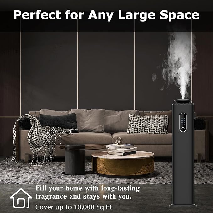 1000ML- Tower Hotel Scent Diffuser with WiFi App Control for Whole House - Commercial Diffuser Machine Cover 10000 Sq Ft - Scent Air Machine & Waterless Essential Oil Diffuser for Large Room - Black