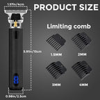 Professional Hair Trimmer for Men, Beard Trimmer Hair Clippers for Men, Cordless Rechargeable Hair Trimmer Metal Body Cutting Grooming Kit,Beard Shaver Barbershop (Black with LCD)