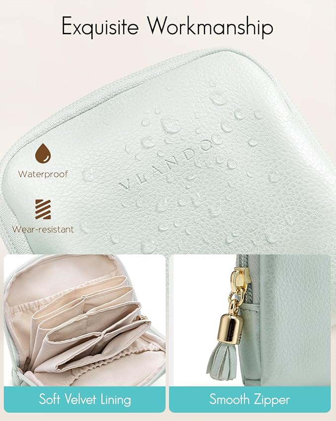 Vlando Small Jewelry Travel Case, Jewelry Pouch Bags - Image 4