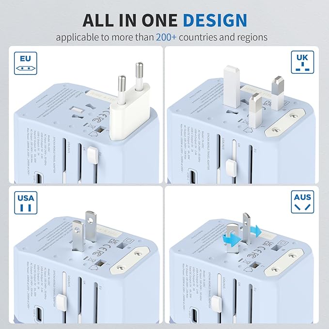EPICKA Universal Travel Adapter, International Power Adapter - Image 3