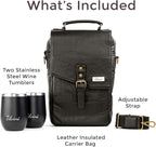 Leather Wine Bag & Wine Tumblers Set. Wine Gifts - Image 6