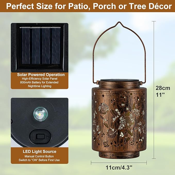 Hanging Solar Lanterns for Outside Sunflower and Butterfly Decorative Lights - Image 4