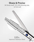 ULG Professional Thinning Shears with Leather Case - 6.5“ Japanese Stainless Steel Texturizing & Hair Cutting Scissors for Salon & Home Use