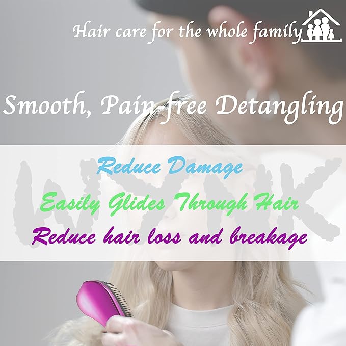 WYNK Gentle Detangling Hair Brush for Adults & Kids – 2 Pack, Painless for Wet or Dry Curly/Straight Hair, Reduces Breakage, Comfortable Scalp Feel