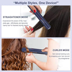 Hair Straightener and Curler, PARWIN PRO BEAUTY 1'' Flat Iron, 1.25'' Curling Iron Hair Straightener Brush with Detachable Power Cord, LED Temp Control Instant Heat Up for Gift Travel, Prussian Blue