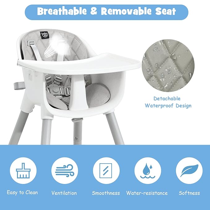 BABY JOY High Chair, 5 in 1 Convertible Highchair - Image 4