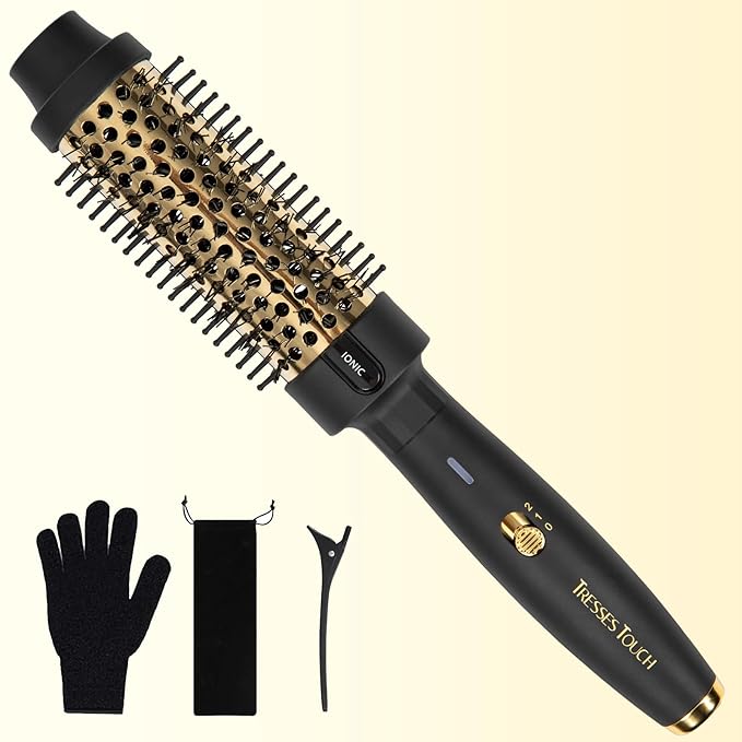 Thermal Brush 1.5" Curling Brush, Blowout Long Lasting Look Thermal Hair Brushes, 30s Fast Heated Round Brushes, Negative Ion Tech, 2 Temp Settings, Less Damage, Universal Voltage for Travel