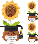 Teacher Appreciation Gifts, Handmade Crochet Sunflower Teacher Gifts, Thank You for Helping Me Grow, Daycare Teacher Appreciation Gifts for Women Men, End of Year Graduation Teacher Gifts (3)