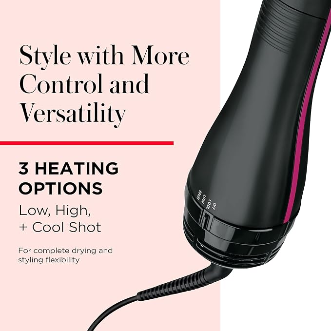 REVLON -Step Hair Dryer and Styler,All-in- Hair Brush Straightener for Salon-Quality Smooth & Straight Styles,Black,(Pack of 2)