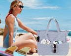 LEDAOU Large Beach Tote Bag Women Waterproof Sandproof Zipper Beach Tote Bag - Image 3