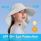 Womens Sun Hat UV Protection, Foldable Waterproof Wide Brim Bucket Hats - Image 3