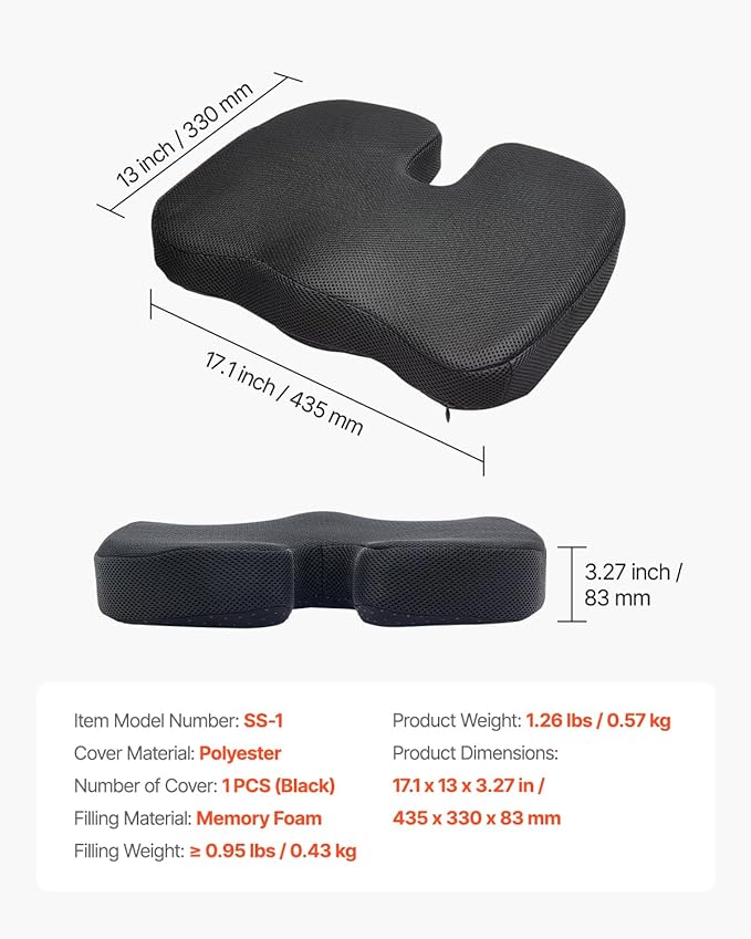 VEVOR Seat Cushion, Memory Foam Seat Chair Cushion - Image 7