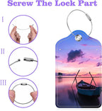 Set of 2 Luggage Tags Sea and Boat at Sunset Leather Suitcases Tag - Image 4