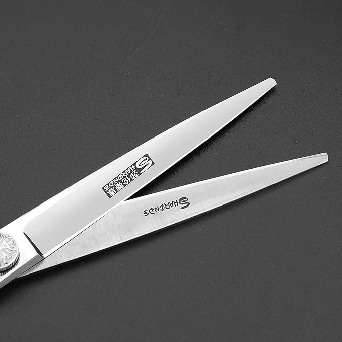 6/7-Inch Professional Hair Scissors Haircut Rose Pattern Hair Scissors Styling Tools Japanese Stainless Steel Scissor Set (7-inch cutting scissors-A)