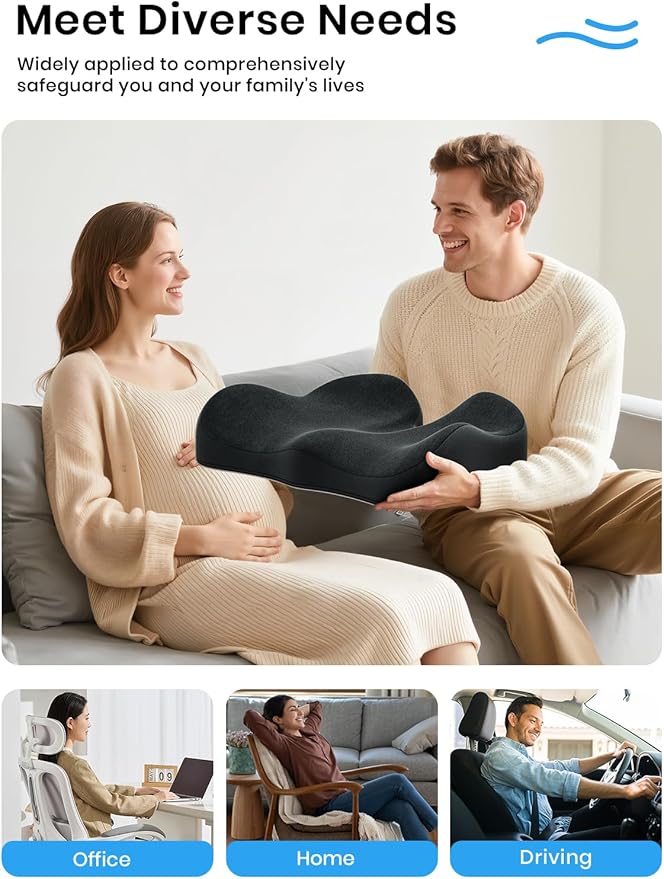 Benazcap Ergonomic Seat Cushion -Large Memory Foam Office Chair Cushion Seat Pad - Image 6