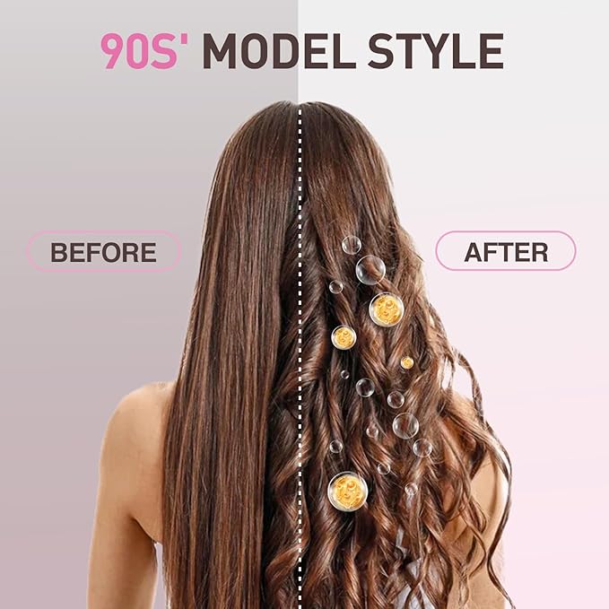 Thermal Brush Hair Curling Brush, 30s Fast Heated Round Brushes 1.5" for Long Lasting Look, Negative Ion Tech, 5 Temp Settings, Less Damage, Universal Voltage for Travel, Easy to Use, Rose Gold