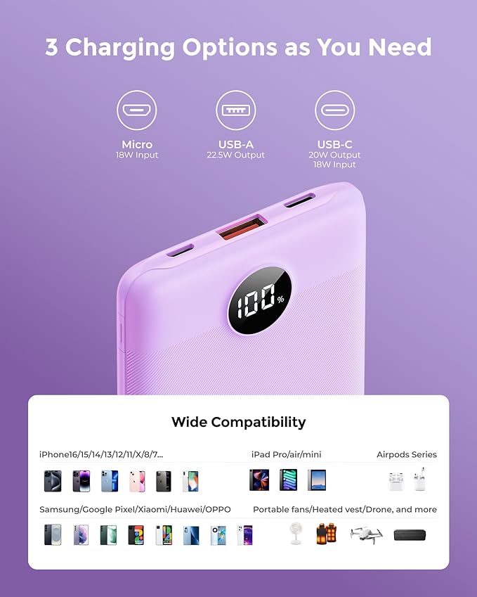 VEEKTOMX Small Portable Charger, Mini Power Bank 10000mAh, PD 22.5W Fast - Image 7