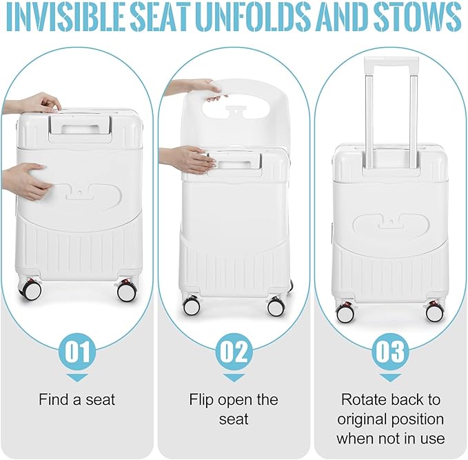 Carry on Luggage with Seat for Kids Expandable Ride on Suitcase with Spinner - Image 4
