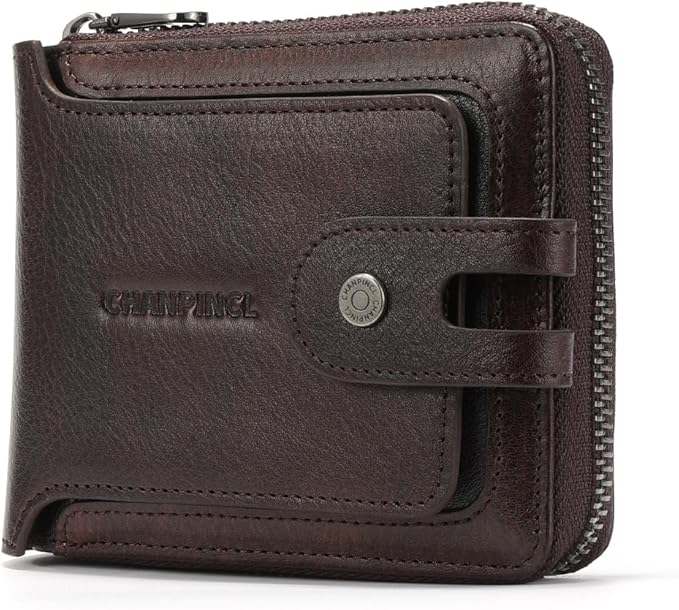 Men's brand buckle driver's license zipper genuine leather wallet, large by Alwaysoneoptionfitforyou