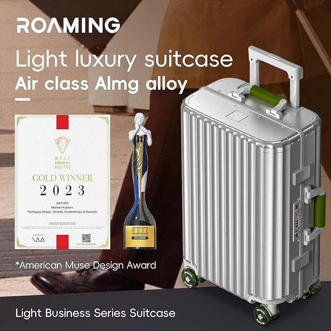 Roaming Carry on Luggage, 20 Inch Durable Aluminum Zipperless Luggage Airline - Image 2
