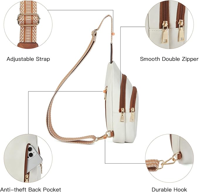 Telena Small Sling Bag for Women Leather Crossbody Fanny Packs Chest Bag for - Image 4