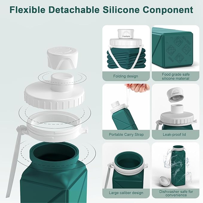 Portable Collapsible Water Bottles, BPA Free Food-Grade Silicone Reusable water - Image 5