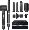 Blow Dryer Brush 7 in ONE，Autowrap Curling Wand, 110,000 RPM High-Speed Negative Ionic Hair Dryer with Diffuser Concentrator, Round Brush Blow Dryer Air Styler, Volumizing Hair Styling Tools