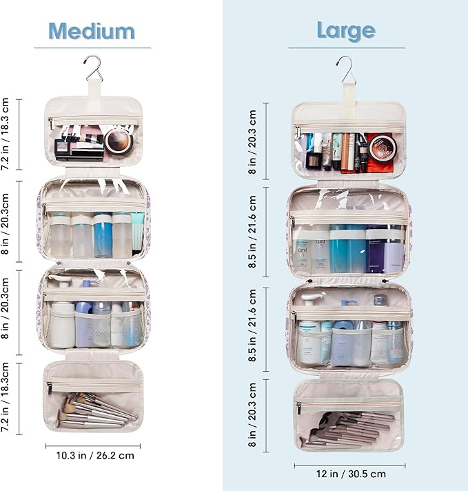 Travel Toiletry Bag for Women Large Hanging Makeup Bag Organizer Toiletries Bag - Image 3