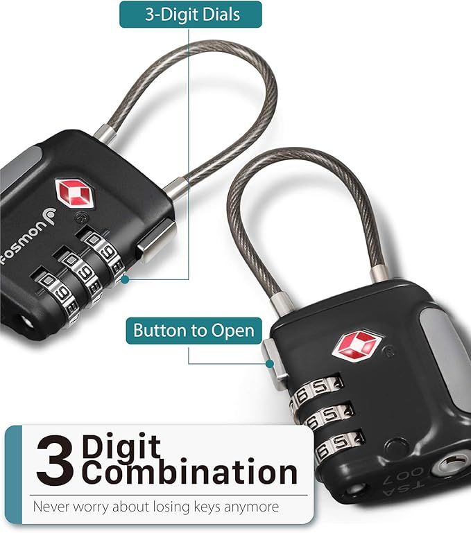 Fosmon TSA Approved Cable Locks - Image 3