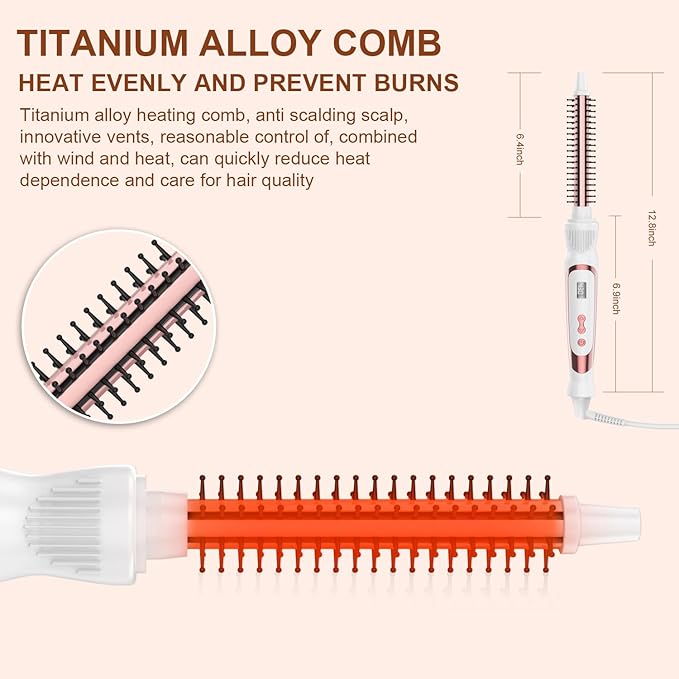 Thermal Brush 0.5 Inch Curling Iron Volumizing Heated Round Brush 1/2 Inch Ceramic Tourmaline Heated Hot, Multifunctional Styler Curling Wand (White, 0.5 inch)