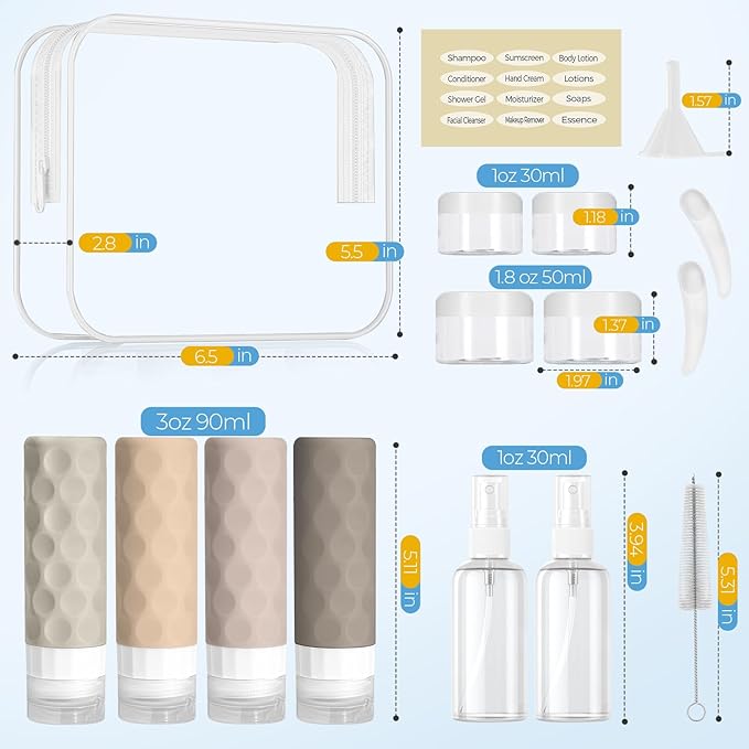 16pack Travel Bottles for Toiletries, TSA Approved Travel Size Containers Set - Image 2