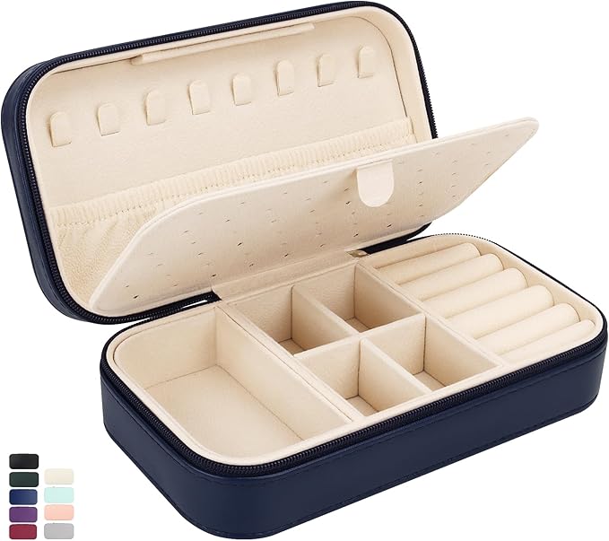 DesignSter Travel Jewelry Box, PU Leather Portable Jewelry Case, Small Jewelry by DesignSter