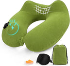 Inflatable Travel Neck Pillow for Airplane, Head Support Velvet Adult Neck by Glyzia
