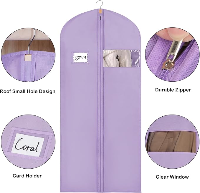 Syeeiex 60'' Garment Bags for Hanging Clothes, Garment Bags for Closet Storage - Image 5