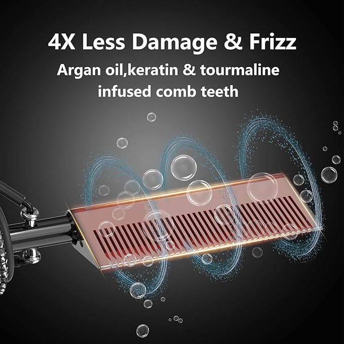 DAN Technology LCD Screen Digital Display Diamond Shaped Hot Comb, Black, 13.1 x 2.3 inches, 500 Degree Plug in Hot Comb with Adjustable Temperatures, Temperature Lock, Suitable for All Hair Types