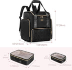 Large Makeup Backpack with 3 Clear Makeup Bags, Double Layers Professional Makeup Travel Case with Brushes Storage Section for Makeup Artists