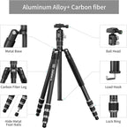 Carbon Fiber Camera Tripod, 1/4" Arca QR Plate, Compact Lightweight Travel - Image 9