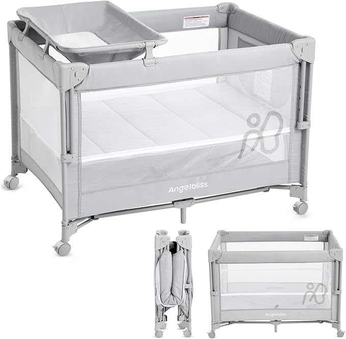 ANGELBLISS Baby Bassinet Bedside Crib, Pack and Play by ANGELBLISS