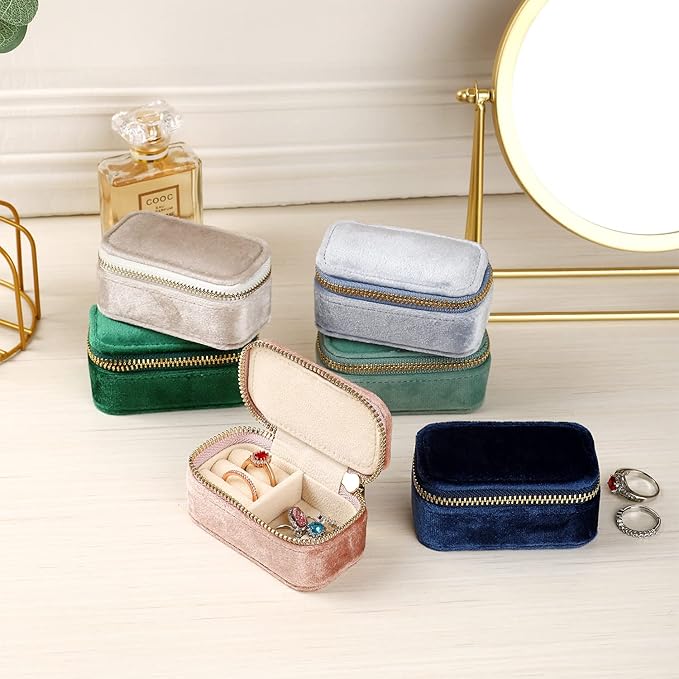 TAIMY Mini Jewelry Travel Case, Velvet Small Travel Jewelry Box, Portable - Image 3