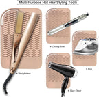 11" X 7.5" Large Size Heat Resistant Silicone Travel Mat for Hair Styling Tools, Hair Straighteners, Curling Irons, Flat Irons, Hot Iron Holster for Vanity Salon Pad Cover - Blush Pink