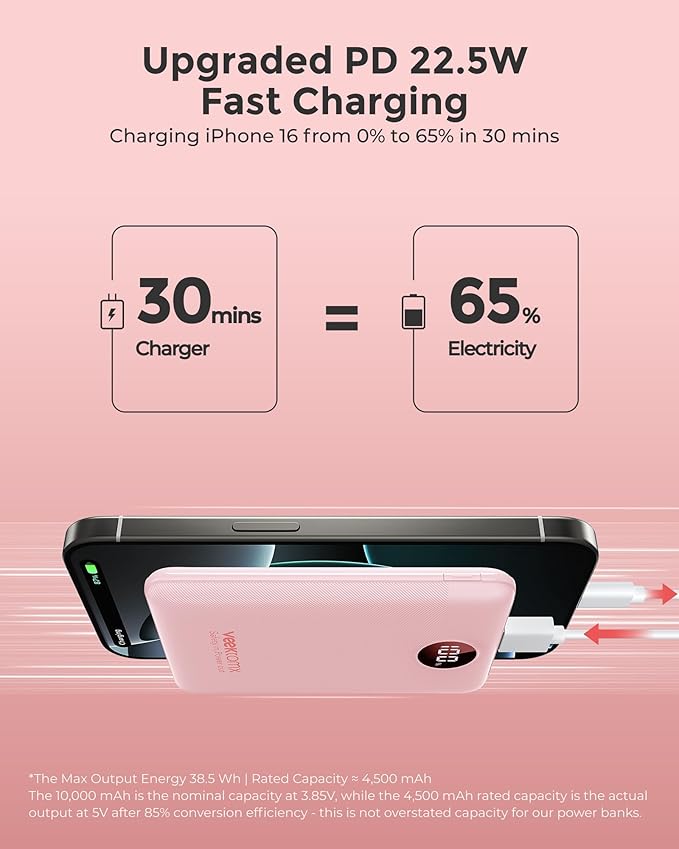 VEEKTOMX Small Portable Charger, Mini Power Bank 10000mAh, PD 22.5W Fast - Image 3