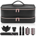 Travel Hair Dryer Case for Shark Flexstyle, Double-Layer Carrying Case for Shark Flex Style Blow Dryer, Portable Hair Tools Storage Organizer Bag for Shark Beauty Hairdryer Attchments(Black Rose Gold)